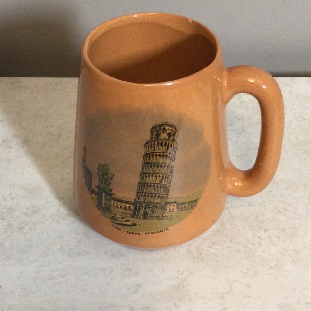 Orange Ceramic Pisa Tower Mug